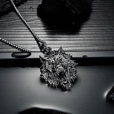 1 Piece Distinctive Wolf Head Stainless Steel Men's Necklaces h5 Picture2