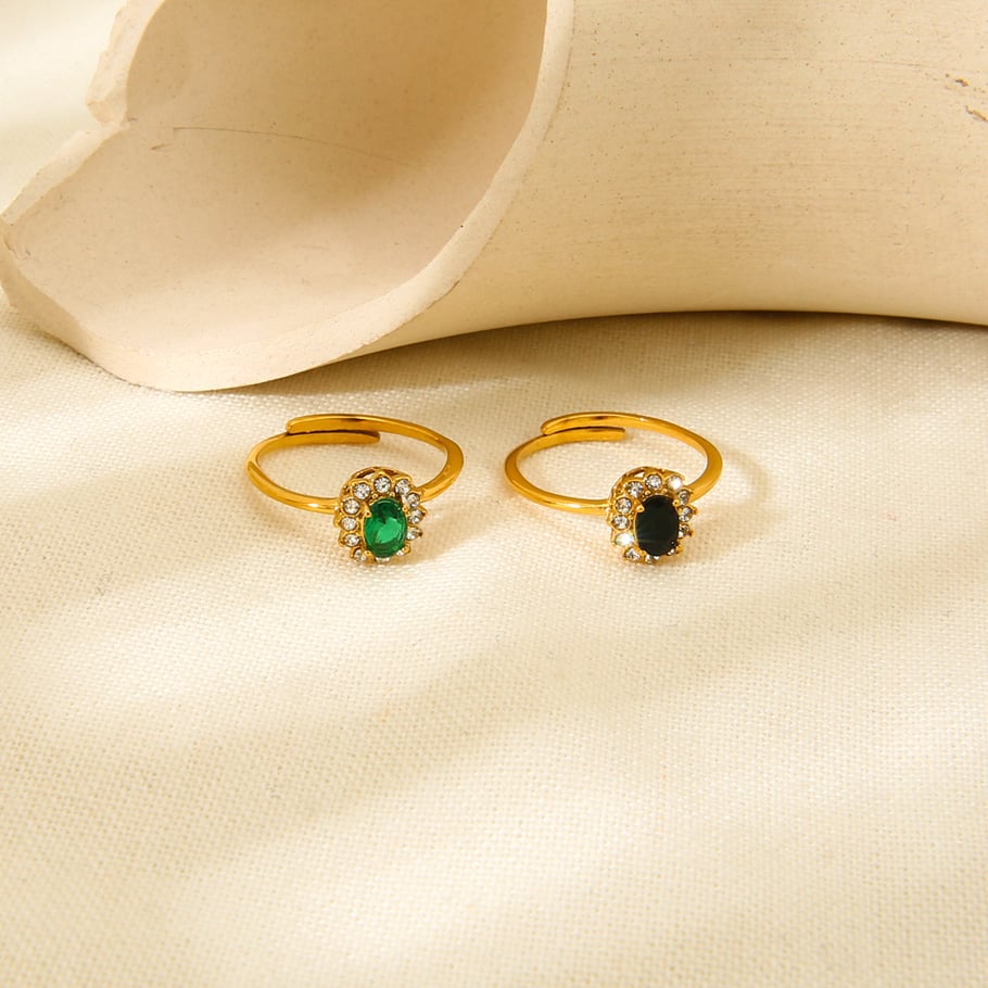 Leichter, luxuriöser verstellbarer Ring aus Edelstahl mit Zirkonia Bild4