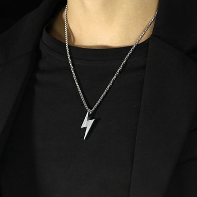 1 Piece Subtle Lightning Stainless Steel Gold Color Men's Pendant Necklaces h5 Picture4