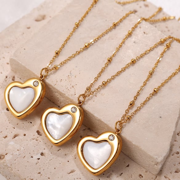 Daily Heart Stainless Steel Gold Color Pendant Necklaces 2