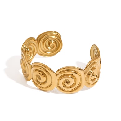 Retro Edelstahl Goldfarbene Manschettenarmbänder h5 