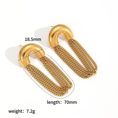 Quaste Edelstahl Gold Farbe Baumeln Ohrringe h5 