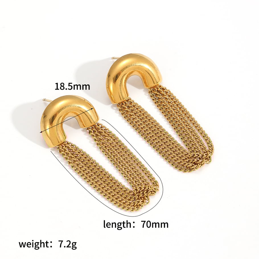 Quaste Edelstahl Gold Farbe Baumeln Ohrringe 