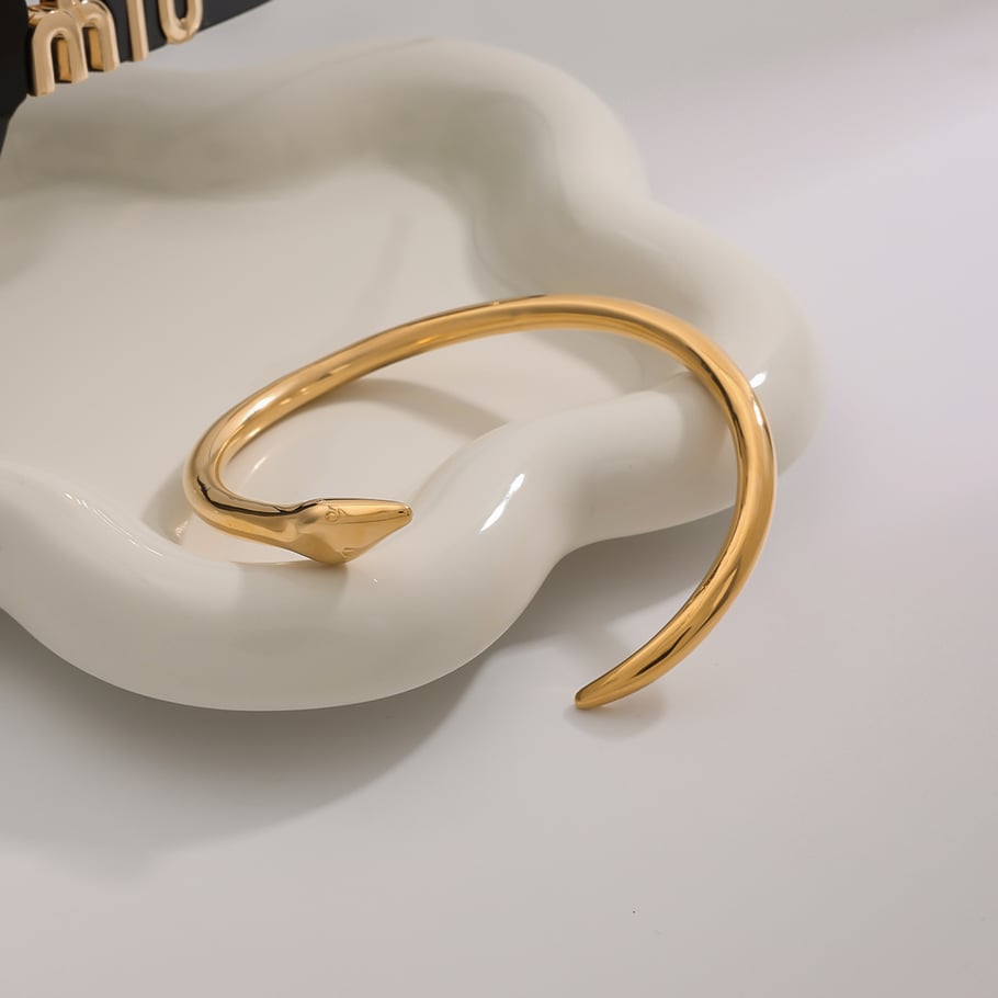 1 Piece Luxury Style Snake Shape Stainless Steel Gold Color Women's Bangles Picture4