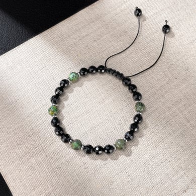 Bracelets pour homme en acier inoxydable avec perles en pierre naturelle punk h5 Image2