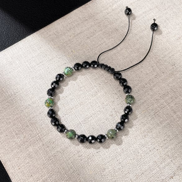 Punk Natursteinperlen Edelstahl Herrenarmbänder 2
