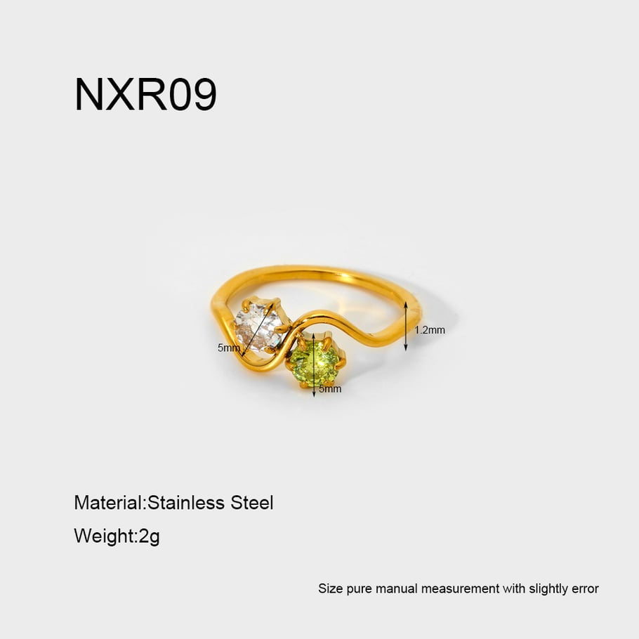 1 Piece Luxurious Simple Wave Gold Stainless Steel Women's Ring 