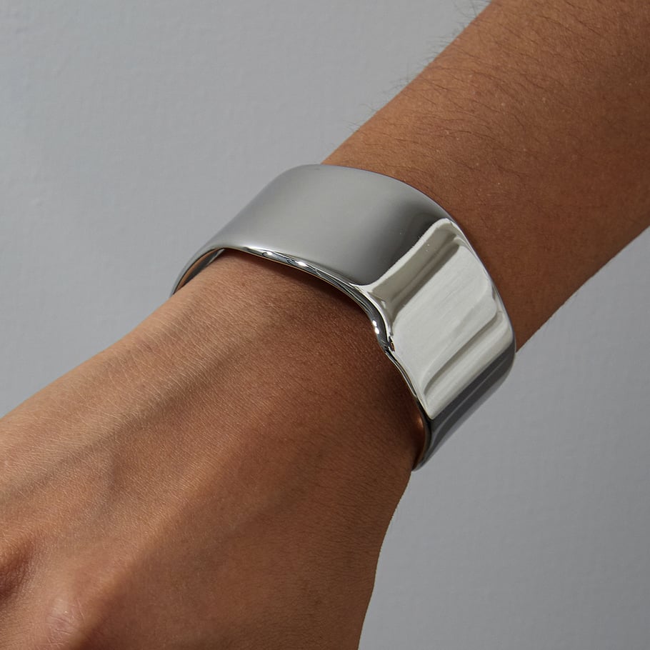 Bracelet manchette en acier inoxydable de couleur unie Image3