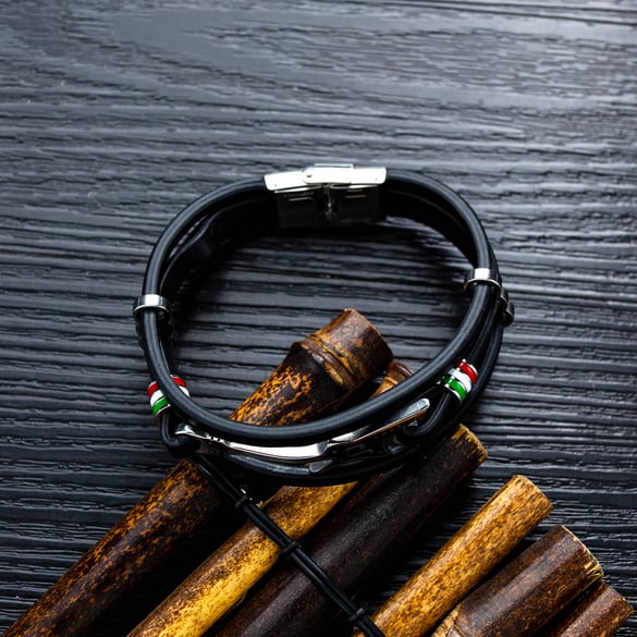 1 Piece Guitar Leather Stainless Steel Men's Bracelets