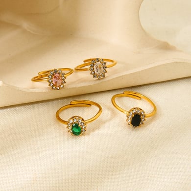 Leichter, luxuriöser verstellbarer Ring aus Edelstahl mit Zirkonia h5 Bild2