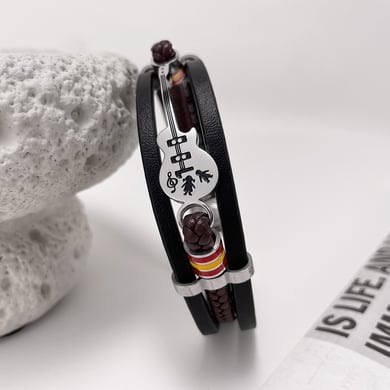 Guitar Pandant Leather Men's Bracelets h5 Picture4