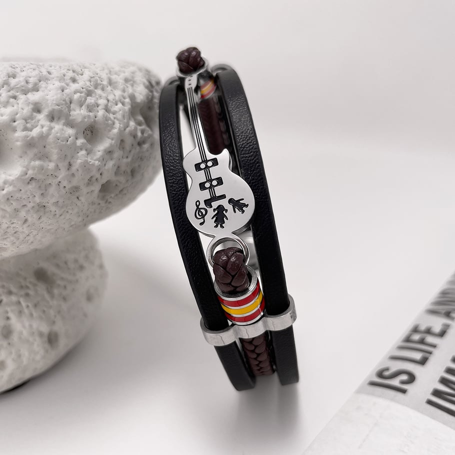 Guitar Pandant Leather Men's Bracelets Picture4