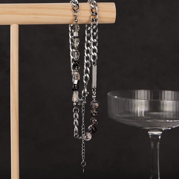 Elegant Patchwork Beads Stainless Steel Men's Chain Necklaces