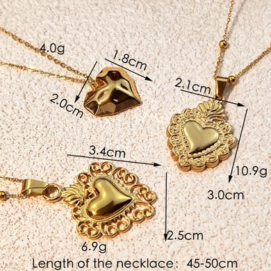 Heart Stainless Steel Gold Color Pendant Necklaces h5 Picture4