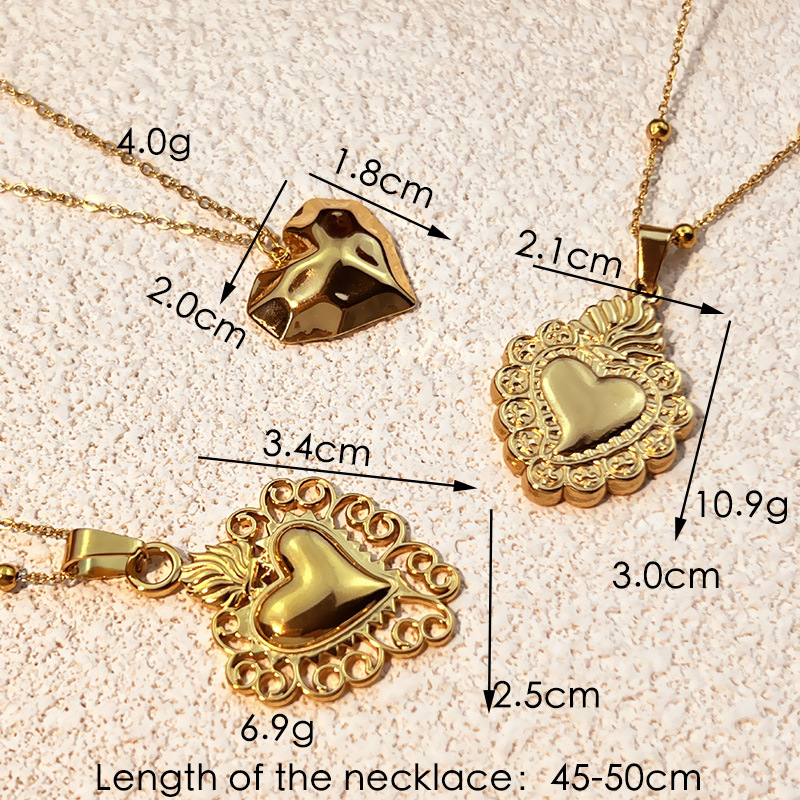 Heart Stainless Steel Gold Color Pendant Necklaces Picture4