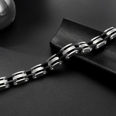 1 Piece Bold Series Fashionable Geometric Stainless Steel Men's Bracelets h5 Picture5