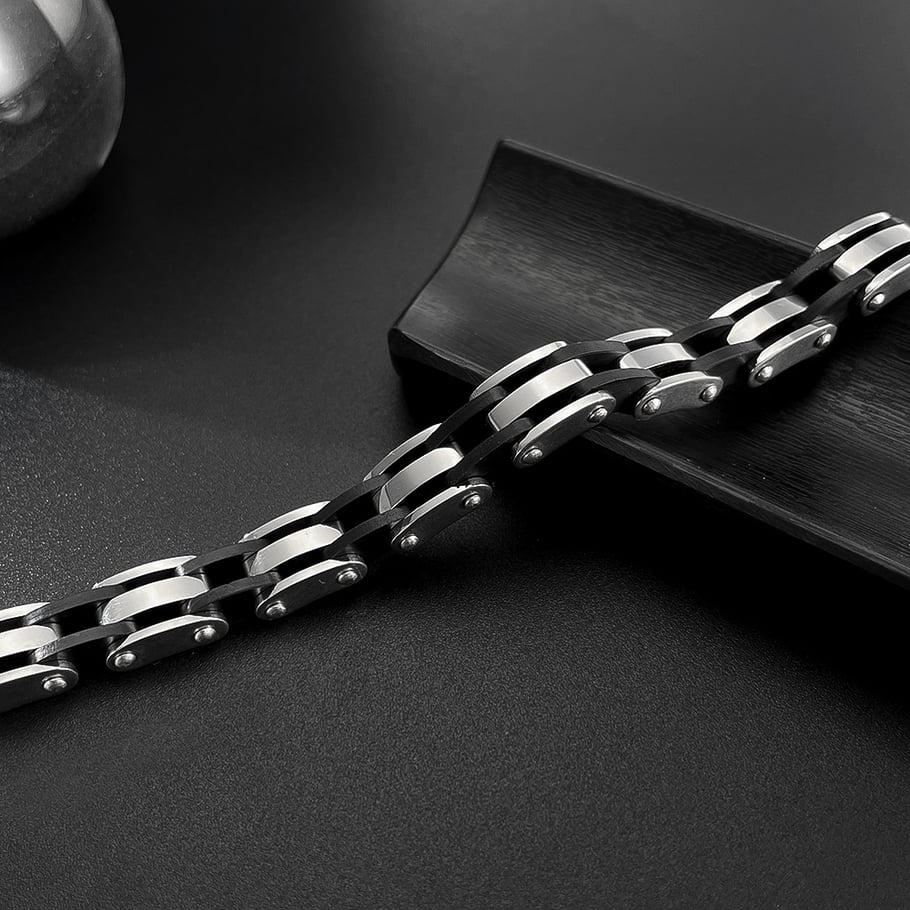 1 Piece Bold Series Fashionable Geometric Stainless Steel Men's Bracelets Picture5