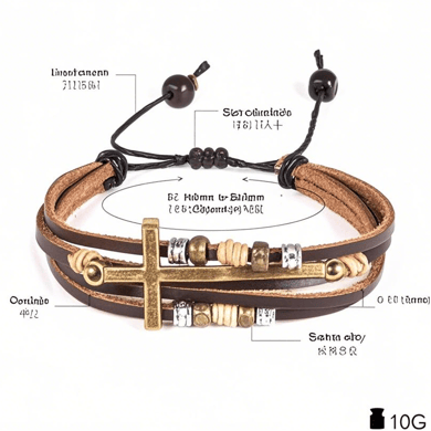 1 Piece Vintage Cross Leather Men's Bracelets h5 Picture4