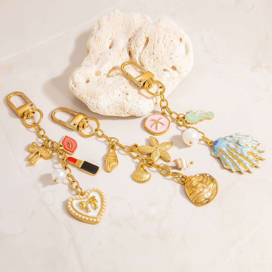 Retro Oceanic Stainless Steel Gold Color Bag Charms Picture4