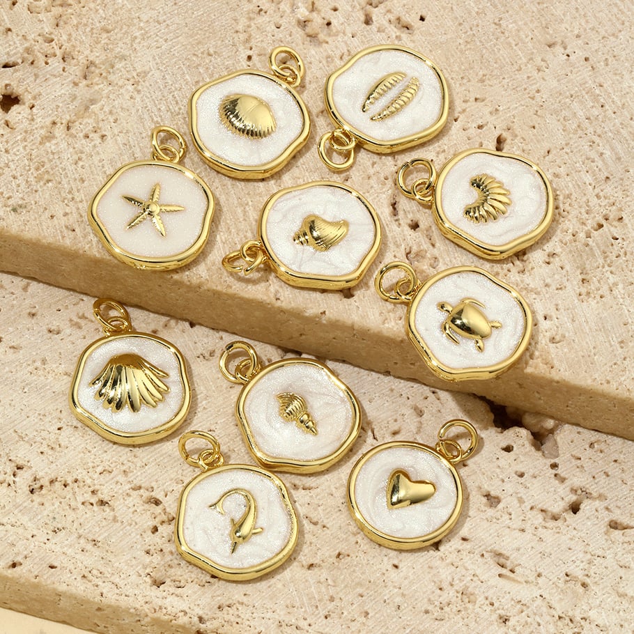 1 Piece Vacation Series Marine Organism Copper Gold Color Women's Pendants Picture3