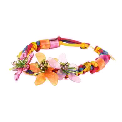 1 Piece Vacation Style Braided Rope Acrylic Flower Necklace h5 Picture4