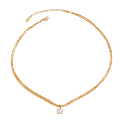Simple Layered Stainless Steel Gold Color Pendant Necklaces h5 