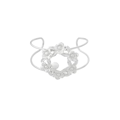 1 Piece Sophisticated Series Natural Flower Lightweight Stainless Steel Gold Color Women's Bangles h5 Picture8