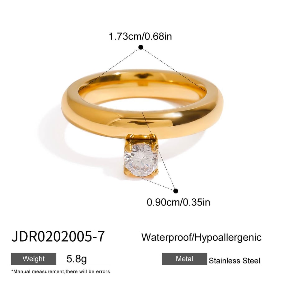 Klassische Ringe aus goldfarbenem Edelstahl mit Edelsteinen 