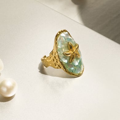 Oceanic Edelstahl Goldfarbene Statement-Ringe h5 Bild6