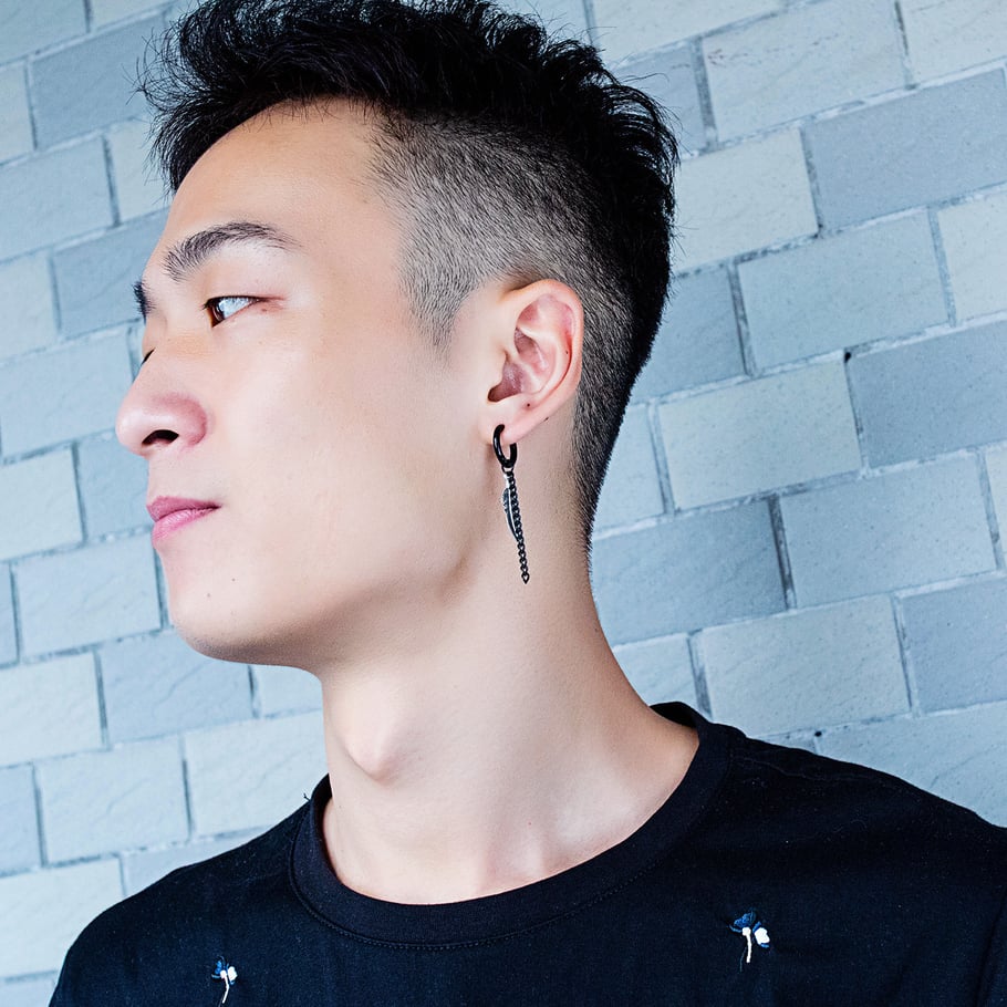 1 Pair Modern Wings Tassels Stainless Steel Men's Stud Earrings Picture5