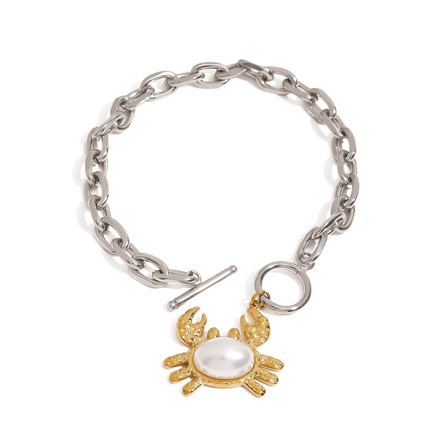 Cute Crab Stainless Steel Mixed Color Charm Bracelets 