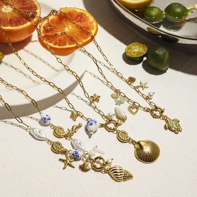 Ins Style Oceanic Stainless Steel Gold Color Pendant Necklaces h5 Picture3
