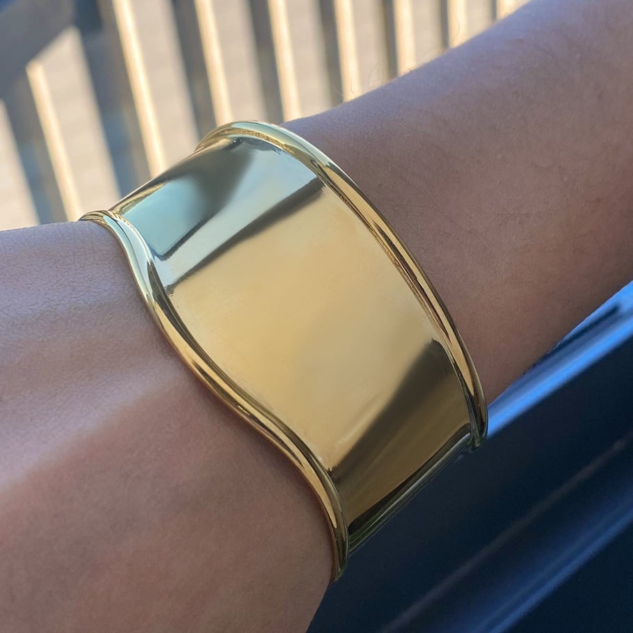 1 Piece Simple Series Ins Style Solid Color Stainless Steel   Gold Color  Women's Bangles Picture4