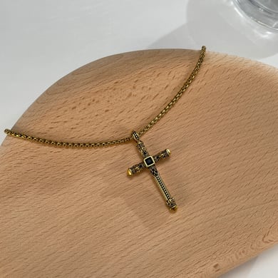 Punk Skull Cross Stainless Steel Gold Color Men's Pendant Necklaces h5 Picture3