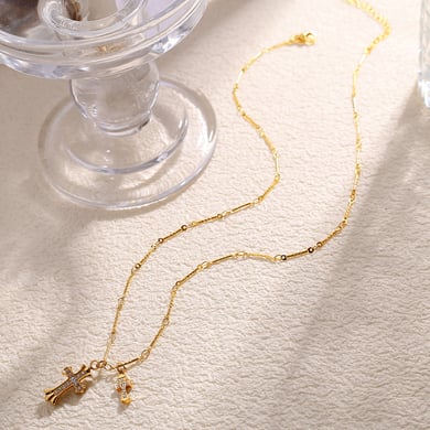 Cross Titanium Steel Gold Color Pendant Necklaces h5 Picture3