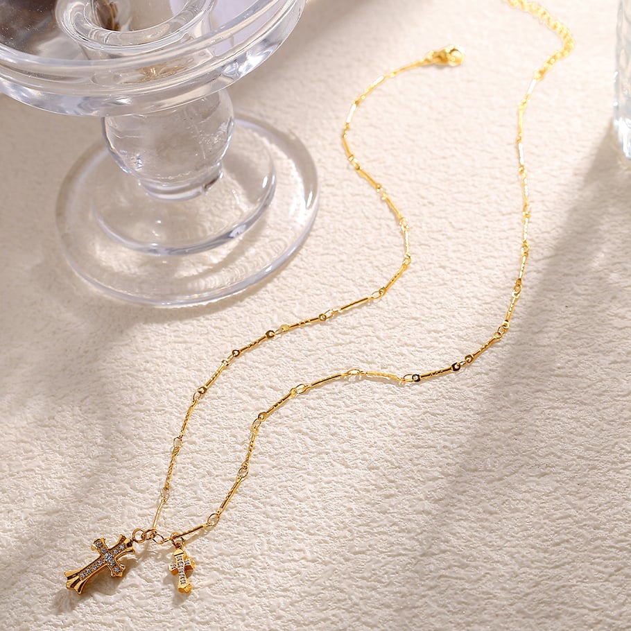 Cross Titanium Steel Gold Color Pendant Necklaces Picture3