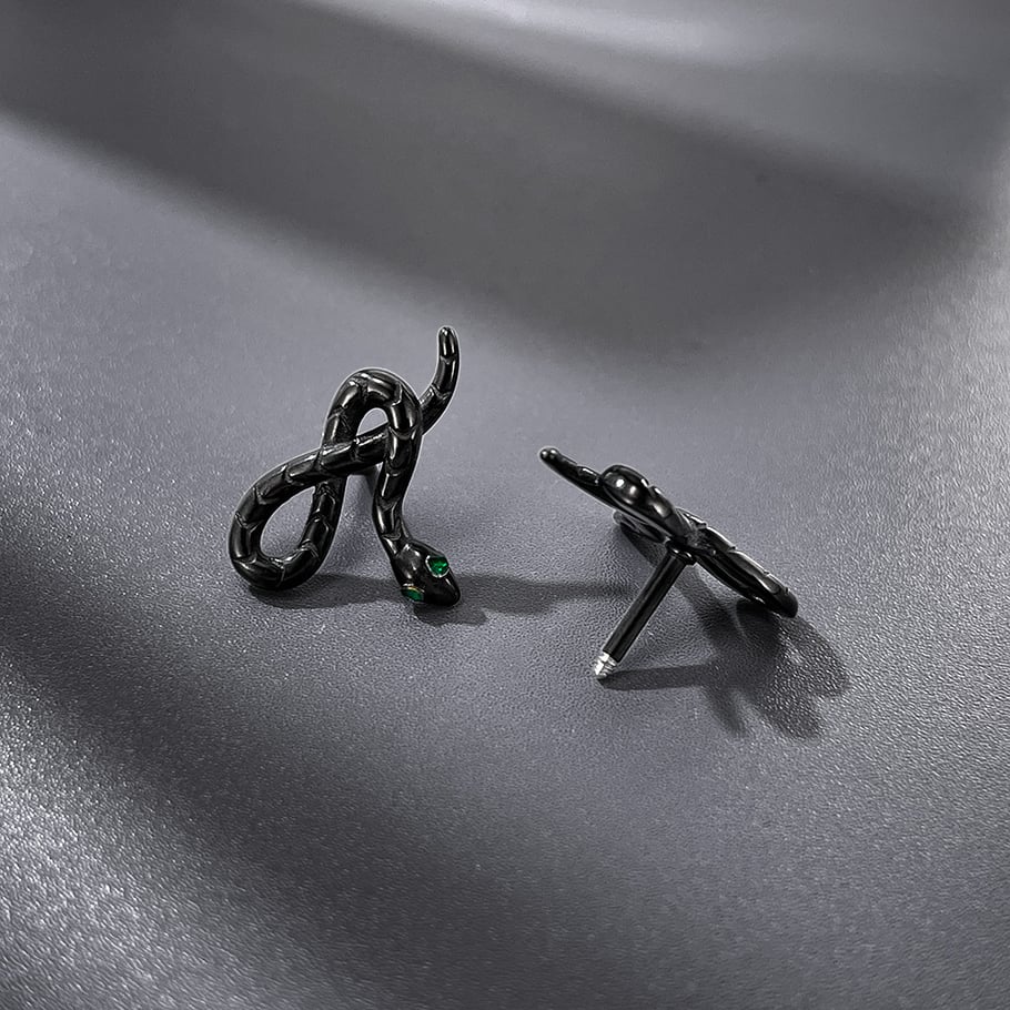 1 Pair Designable Snake Stainless Steel Men's Earrings Picture4