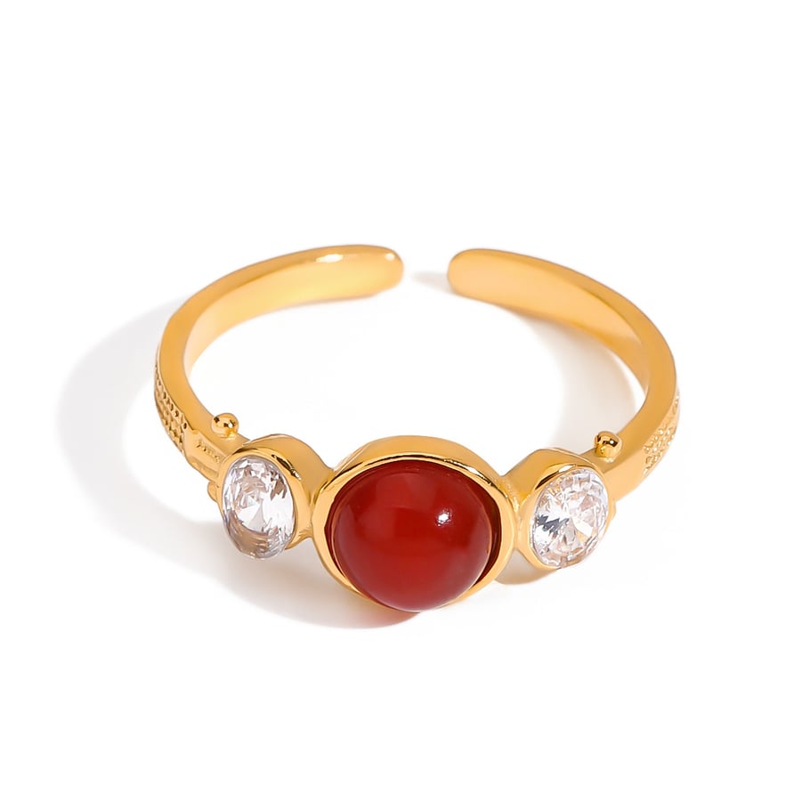 Retro Edelstahl Gold Farbe Edelstein Edelstein Ringe 