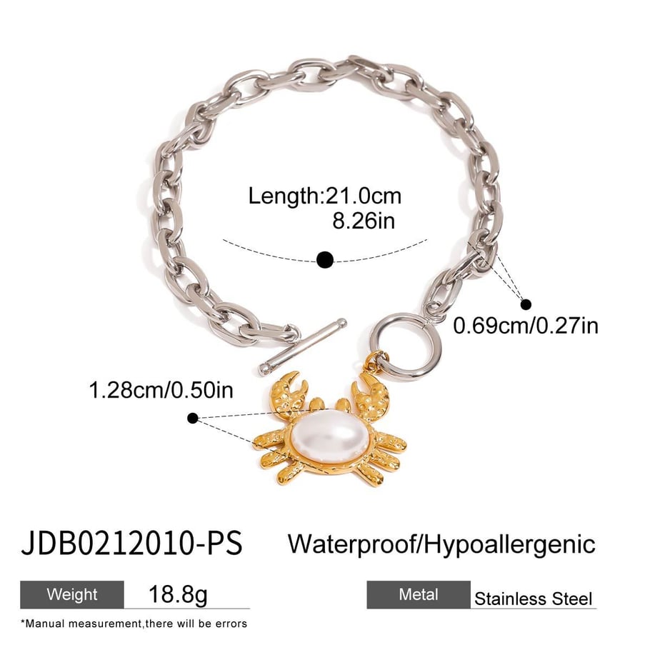 Cute Crab Stainless Steel Mixed Color Charm Bracelets Picture2
