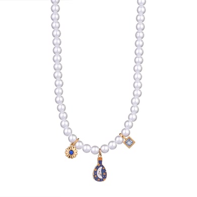 Elegant Months Stainless Steel Gold Color Women's Beaded Necklaces h5 Picture5
