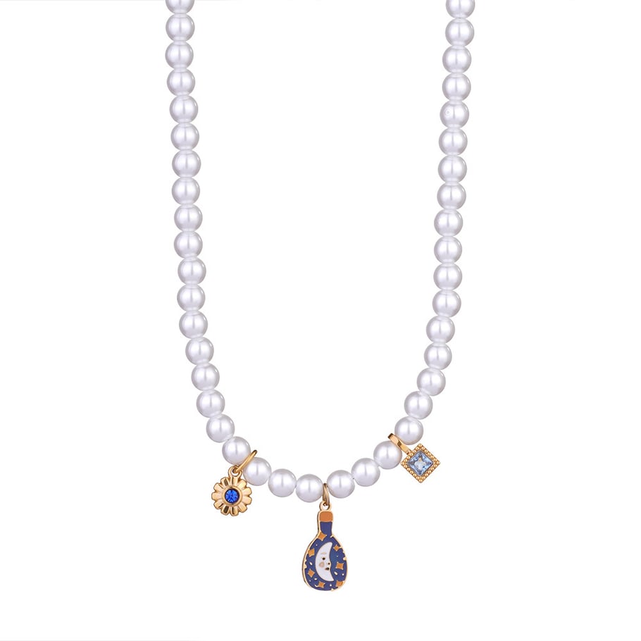 Elegant Months Stainless Steel Gold Color Women's Beaded Necklaces Picture5