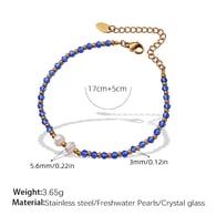 SL148EBG Blue Crystal Freshwater Pearl Bracelet/2 