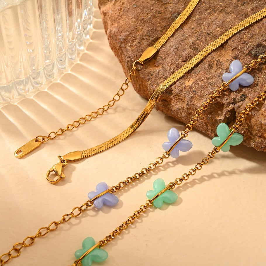 Romantic Sweet Butterfly Stainless Steel Gold Color Women's Anklets Picture5