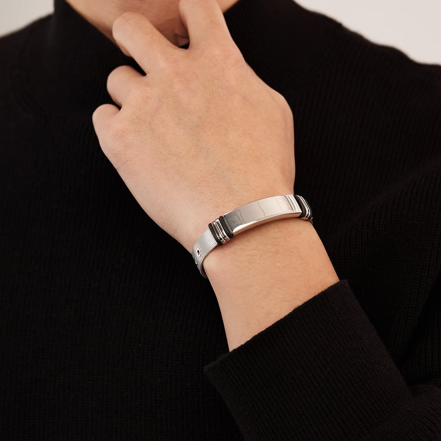 1 Piece Designable Series Rectangular Stainless Steel Men's Chain Bracelets Picture5