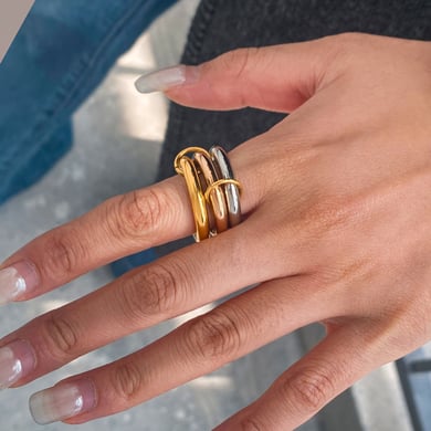 1 Piece Classic Layered Stainless Steel Women's Single Rings h5 Picture4