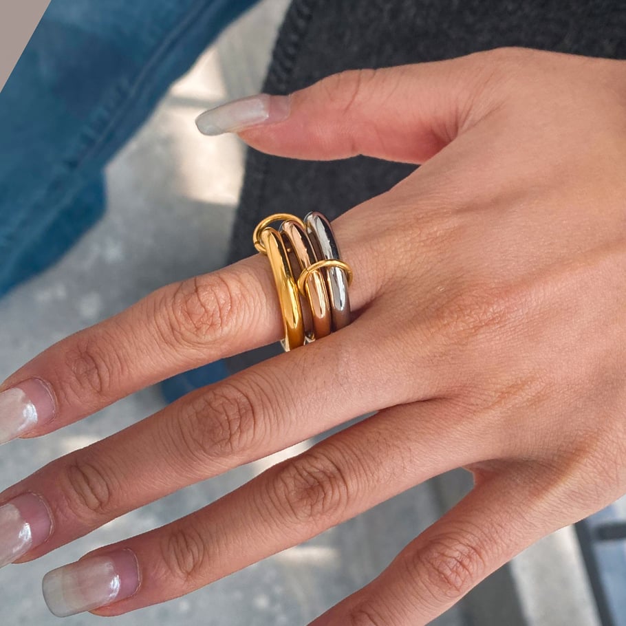 1 Piece Classic Layered Stainless Steel Women's Single Rings Picture4