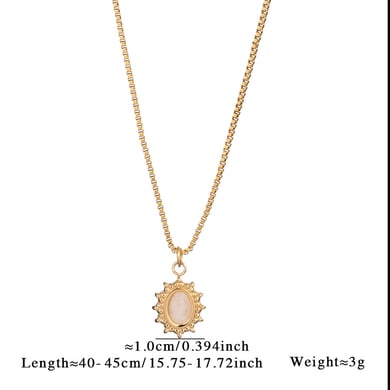 Radiant Heart Stainless Steel Gold Color Natural Stone Women's Pendant Necklaces h5 Picture2