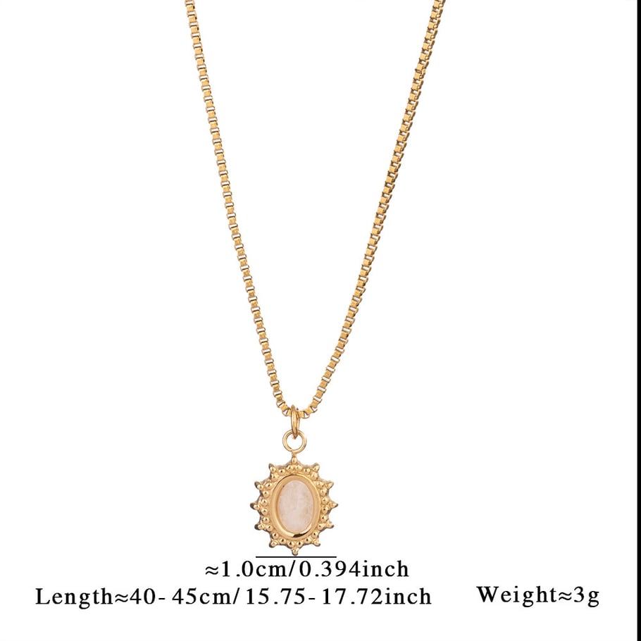 Radiant Heart Stainless Steel Gold Color Natural Stone Women's Pendant Necklaces Picture2