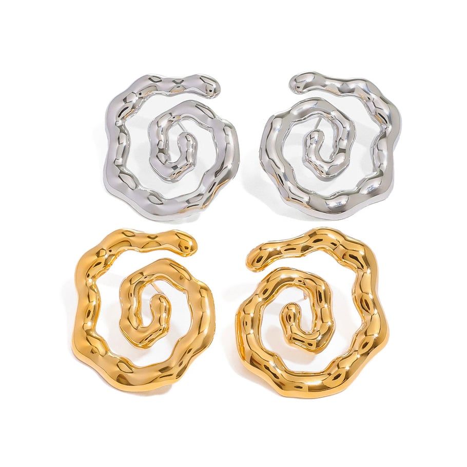 1 Pair Simple Stainless Steel Gold Color Women's Stud Earrings Picture5