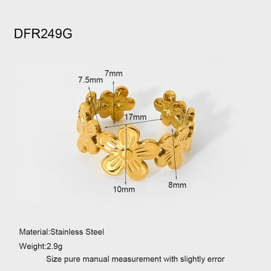 Light Luxury Flower - shaped Gold - colored Stainless Steel Women's Rings h5 